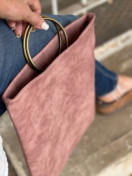 FOLD OVER O-RING CLUTCH - BLUSH - Salty Lime Boutique