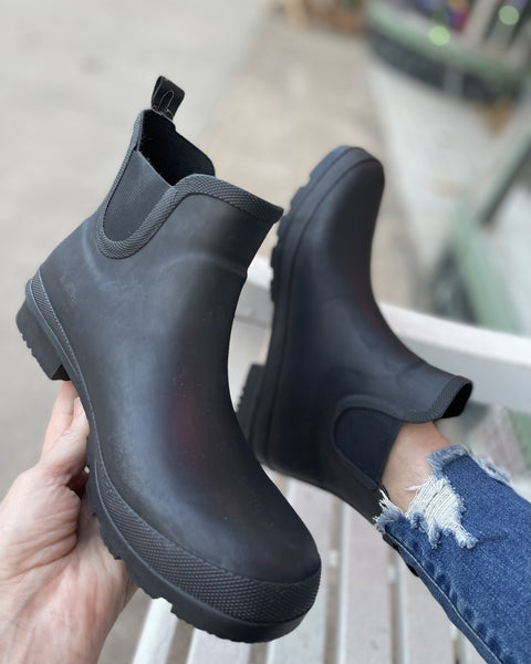 YIKES RAINBOOT BY CORKY'S - BLACK - Salty Lime Boutique