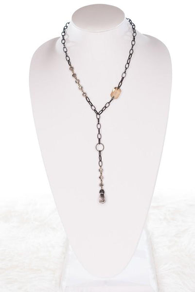 COMET CRYSTAL CHARM LARIAT NECKLACE - Salty Lime Boutique