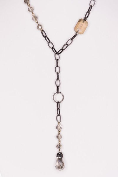COMET CRYSTAL CHARM LARIAT NECKLACE - Salty Lime Boutique